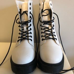 White Lace Up Boots
